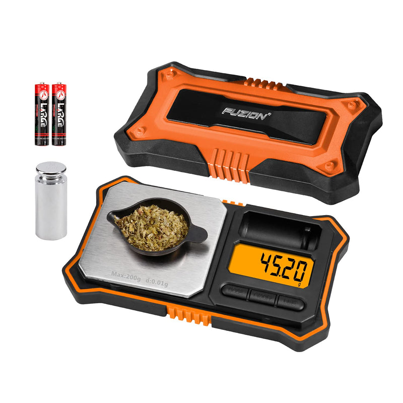 Fuzion Digital Pocket Scale, 200g x 0.01g Jewelry Gram Scale, 6 Units Conversion, LCD Back-Lit Display, Use for Jewelry/Medicine/Food/Powder/Herb(Battery Included) Orange