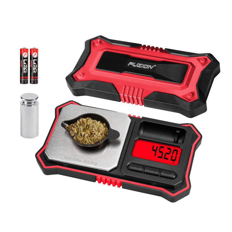Fuzion Digital Pocket Scale, 200g x 0.01g Jewelry Gram Scale, 6 Units Conversion, LCD Back-Lit Display, Use for Jewelry/Medicine/Food/Powder/Herb(Battery Included) Red