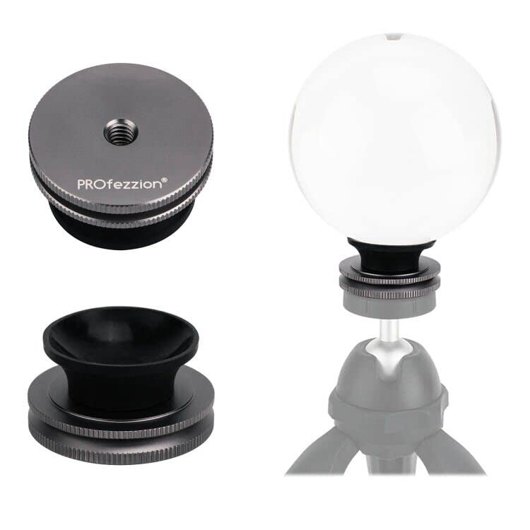 PROfezzion 2 Pack Metal Stand for 50mm-100mm Photography Sphere Ball, 1/4"-20 Female Thread & Arca Swiss Type Plate Design for Tripod, Aluminium Alloy Flat Base with Silicone Suction Mount
