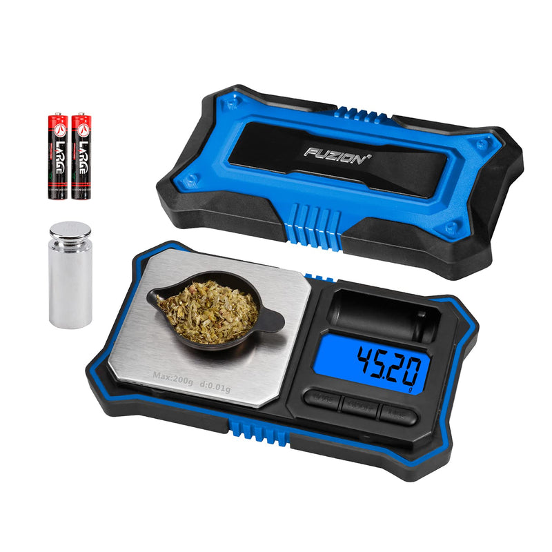 Fuzion Digital Pocket Scale, 200g x 0.01g Jewelry Gram Scale, 6 Units Conversion, LCD Back-Lit Display, Use for Jewelry/Medicine/Food/Powder/Herb(Battery Included) Blue