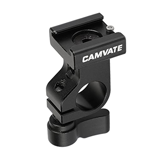 CAMVATE 15mm Side Single Rod Clamp with Cold Shoe Mount Adapter for Camera Accessories(Black)