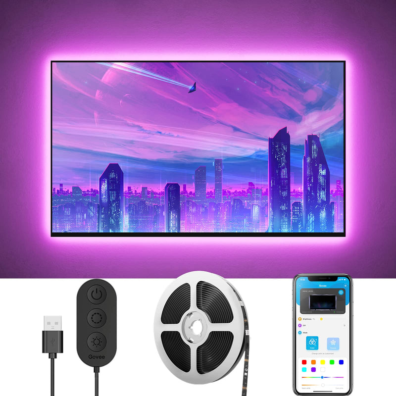 Govee 10FT TV LED Backlight, TV Lights with App Control, 64+ Scene Modes, Music Sync, RGB Color Changing TV Backlight for 46-60 inch TVs, Computers, Bedrooms, USB Powered