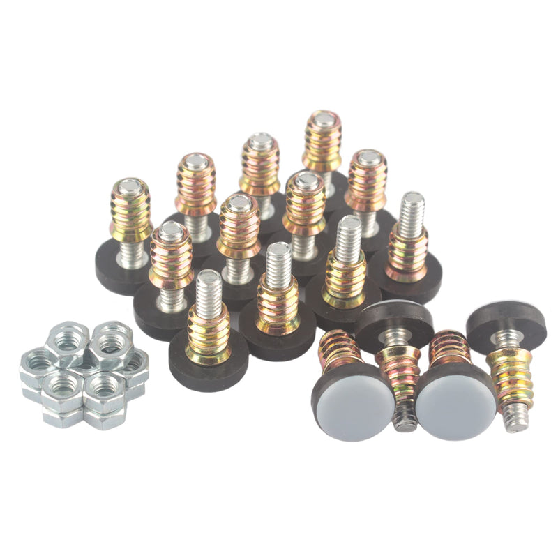 CSFMC Furniture Leveler PTFE(Teflon) Bottom(20mm Base 1/4-20,16 Pack),Threaded Shank Adjust Pads,Table/Chair/Cabinet/Sofa Medium Adjustable Legs Leveling,Nuts Installation and Floor Protection 20mm Base 1/4-20x1",16 Pack
