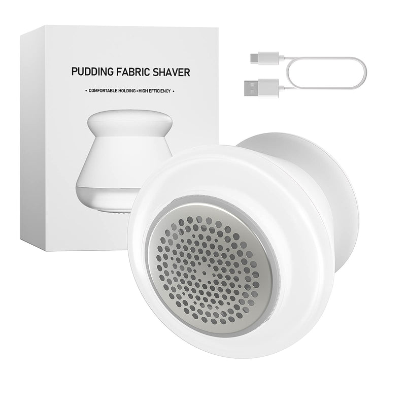 Lint Remover, Uluker Rechargeable Fabric Shaver Lint Shaver Sweater Shaver Clothes Fuzz Remover Depiller with 6-Leaf Blades for Clothes and Furniture - Battery Operated (White) White+light