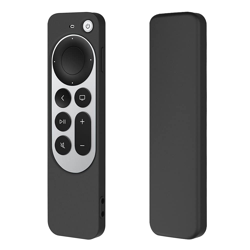 Black Remote Cover Replacement for New Apple 4k TV Series 6 Generation / 6th Gen 2021 Remote Control, Silicone Case with Lanyard - LEFXMOPHY Black