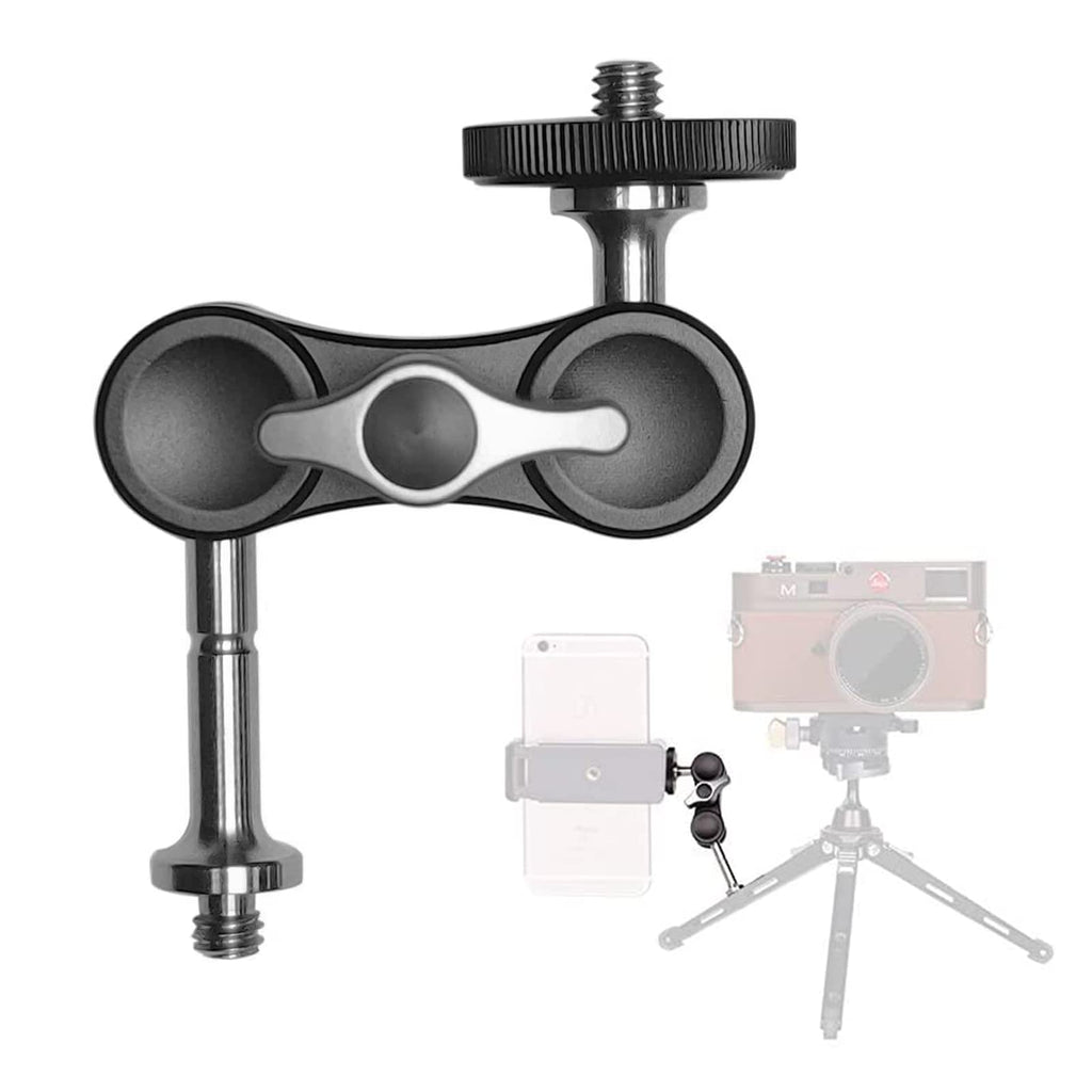 Magic Arm Mounting Mount for Monitor Microphone LED Video Light Flashlight Magic Arm Monitor Adapter Bracket with Stabilizer Double Ball Head Adjustable and Dual 1/4" Screws