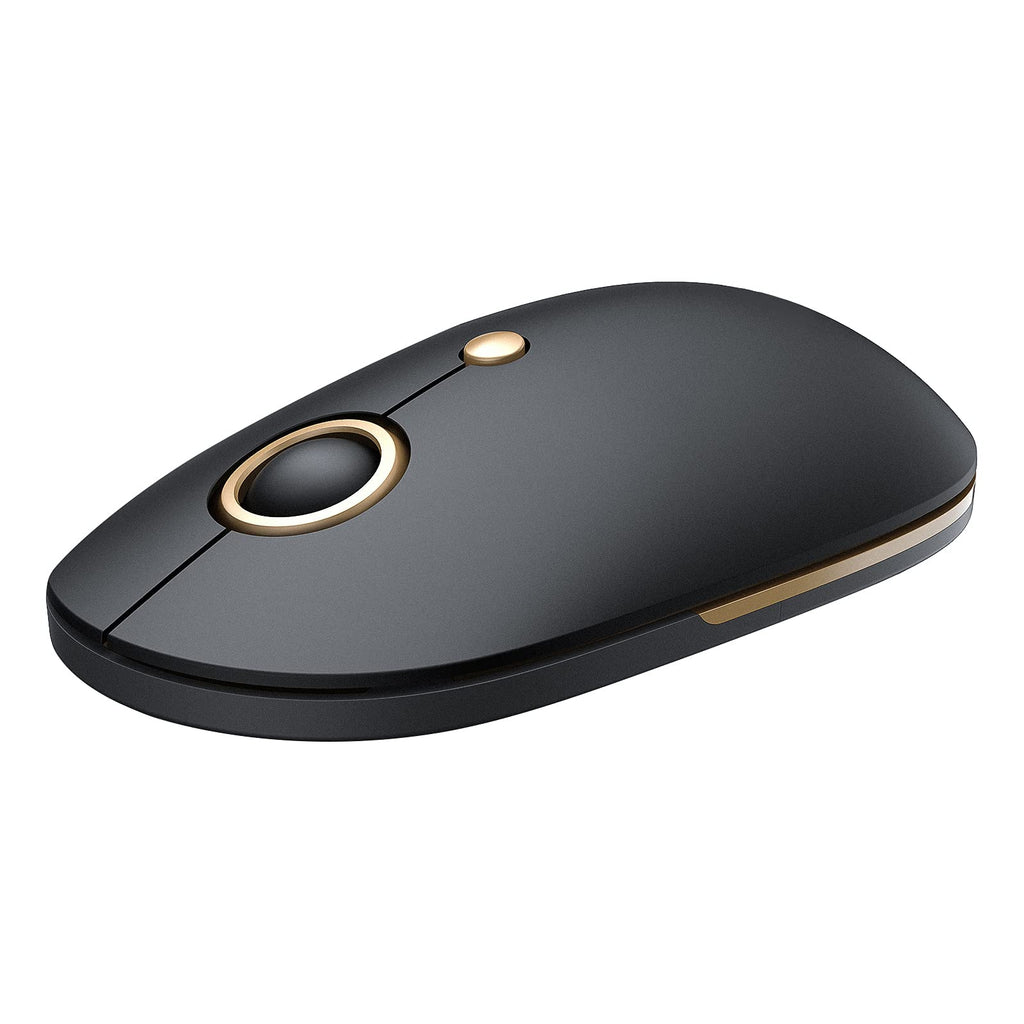 Vic Tech CA Mouse for Laptop, 2.4G Slim Computer Mouse with USB Receiver and 5 Adjustable Levels, Silent Mouse for Laptop Windows Mac PC Notebook (Black and Gold) Black and Gold