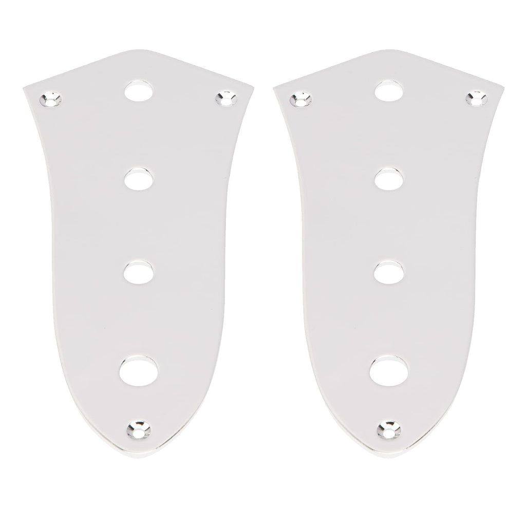 2Pcs Yootones 4 Holes Jazz Bass Control Plate Compatible with Jazz J Bass Guitar Parts (Silver)