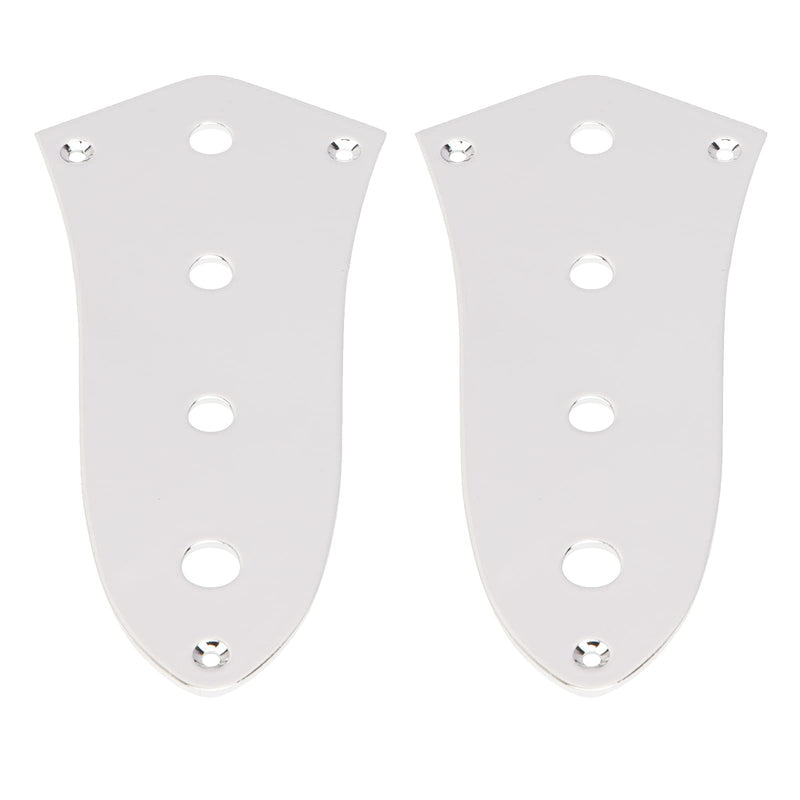 2Pcs Yootones 4 Holes Jazz Bass Control Plate Compatible with Jazz J Bass Guitar Parts (Silver)