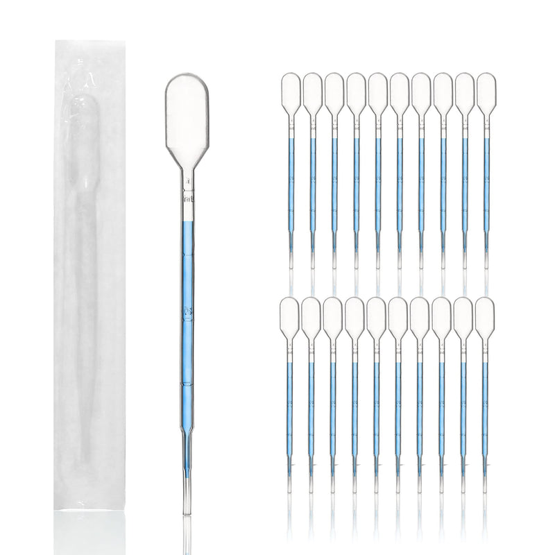 Maccx 100pcs Sterile Transfer Pipettes, Vol. 3ml, 1ml Graduated, 140mm Long, Essential Oils Pipettes, Low-Density Polyethylene Material, Individual Peel-Pack, TPP3140-100 Vol.3ml