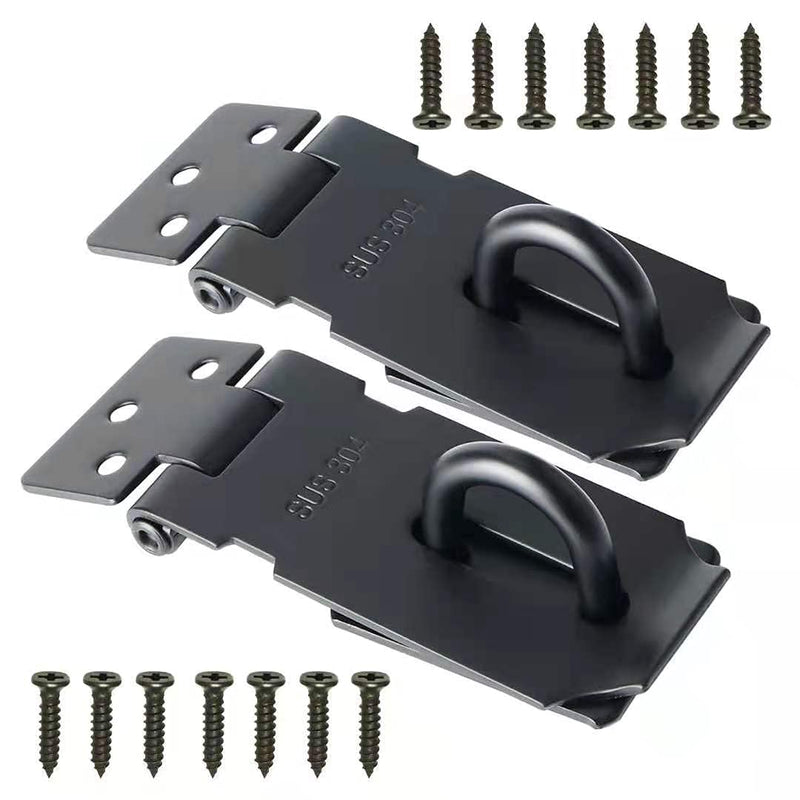 Axuansor Padlock Hasp Latch Locks 3 Inch Stainless Steel Door Lock Hasp Latch Matte Black Gate Hasp for Door Shed Gate Cabinet with Screws 2 PCS