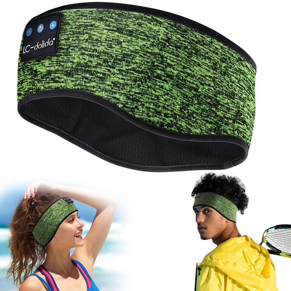 Sleep Headphones Bluetooth Headband, LC-dolida Cozy Band Wireless Headband Headphones with Thin HD Stereo Speakers Perfect for Side Sleepers, Sport, Yoga, Travel (Emerald Green) Emerald Green