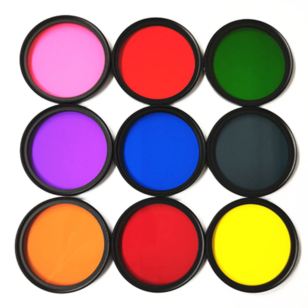 82mm Camera Lens Color Filters, Including Red, Orange, Blue, Yellow, Green, Brown, Purple, Pink and Gray ND Filters in Nine Colors.