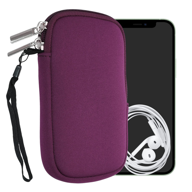 kwmobile Neoprene Phone Pouch Size XL - 6.7/6.8" - Universal Cell Sleeve Mobile Bag with Zipper, Wrist Strap - Berry XL - 6,7/6,8"