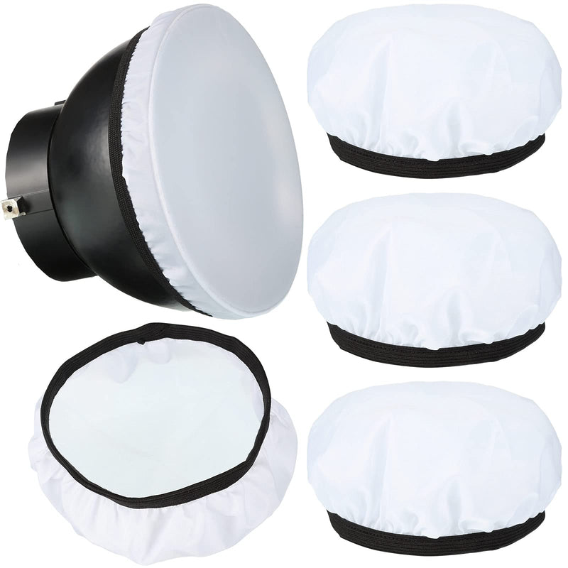 4 Pieces Diffuser Lamp Sock Soft Diffuser Lamp Cover 7 Inches/ 18 cm Standard Cloth Diffuser Light Sock Lampshade Reflector Lamp Sock for Strobe Flash Light Speedlite (White) White