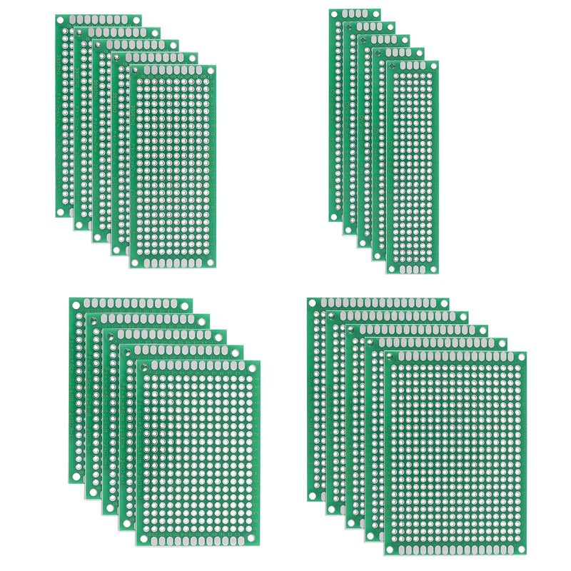 uxcell Double-Sided PCB Board Printed Circuit Boards Kit (4 Sizes 4x6 5x7 3x7 2x8) Prototyping Board for DIY Soldering Electronic Projects Practice Test Circuit 20pcs