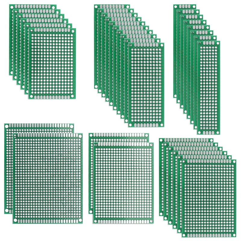 [AUSTRALIA] - uxcell Double-Sided PCB Board Printed Circuit Boards Kit (6 Sizes - 4x6 5x7 3x7 6x8 2/8 7x9) Prototyping Board for DIY Soldering Electronic Projects Practice Test Circuit 32pcs 