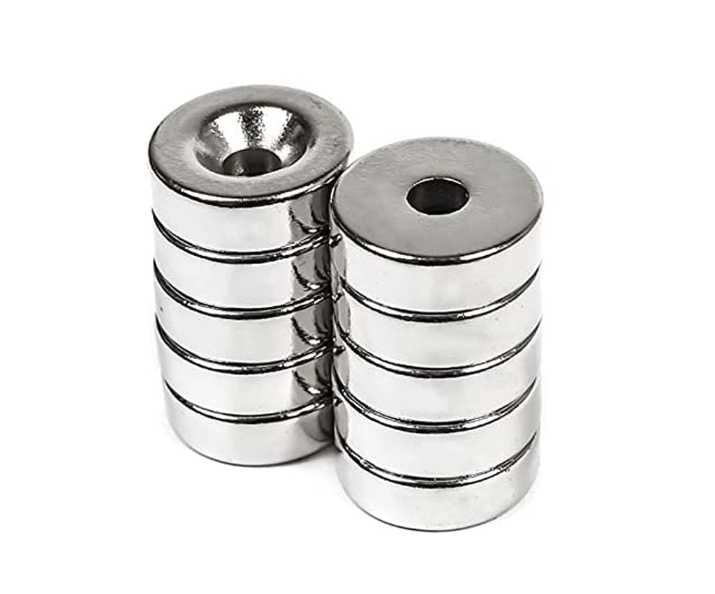 ZDYWY 10 Pieces 15 x 4mm with 4mm Countersunk Hole Permanent Disc Rare Earth Fastener Magnets Refrigerator Neodymium Magnets - 0.6 inch D x 0.16 inch H with 0.16 inch D Screw Hole