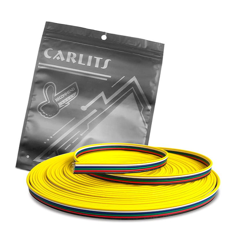 CARLITS 22AWG 6pin 65.6FT 20m Extension Cable Wire Line Stranded Tinned Copper for 6 Colors RGBCCT LED Strip Lights 3528 5050