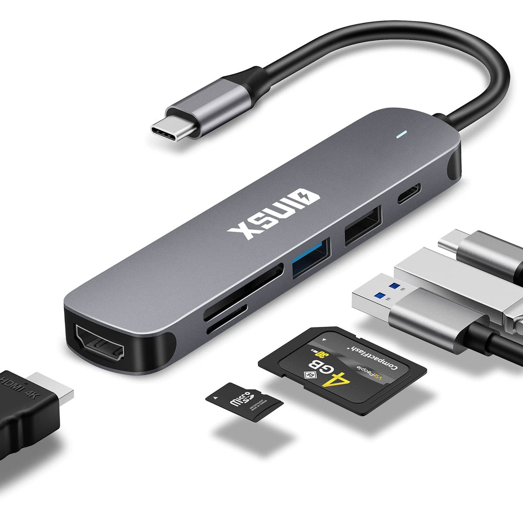 USB C Hub Multiport Adapter, 7 in1 USB C Dongle with 4K HDMI,100W PD Charging Thunderbolt 3, SD/TF Card Reader, USB 3.0, USB to HDMI Adapter for Macbook Pro/Air, Chromebook,iPad and More Type C Laptop