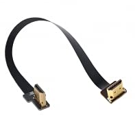 NFHK CYFPV Dual 90 Degree Right-Up Angled HDMI Type A Male to Male HDTV FPC Flat Cable for FPV HDTV Multicopter Aerial Photography 30CM 0.3M