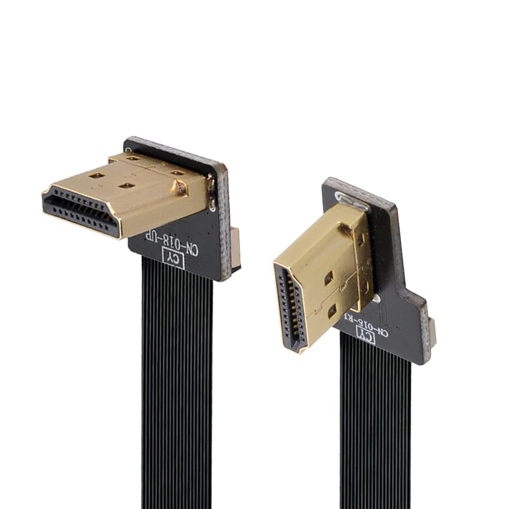Xiwai 10CM CYFPV Dual 90 Degree Right-Up Angled HDMI Type A Male to Male HDTV FPC Flat Cable for FPV HDTV Multicopter Aerial Photography 0.1m