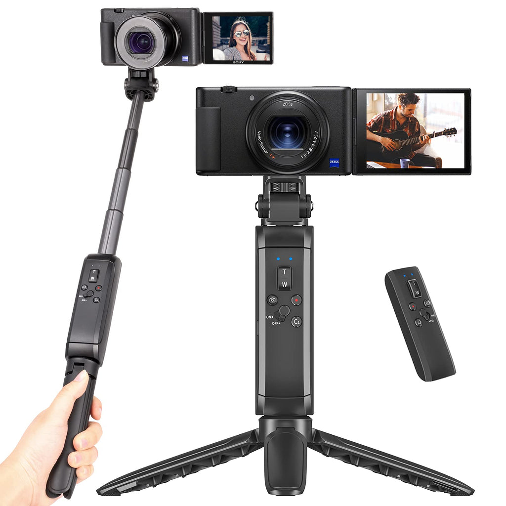 MT-40 Remote Shooting Grip Extendable Vlogging Grip Handle Tripod Camera Selfie Video Recording Accessorries for Sony ZV-1, ZV-E10, A7C, A7R IV, RX100 VII, RX100M7, A7 III, A7R III, A7R IV, A9 MT-40