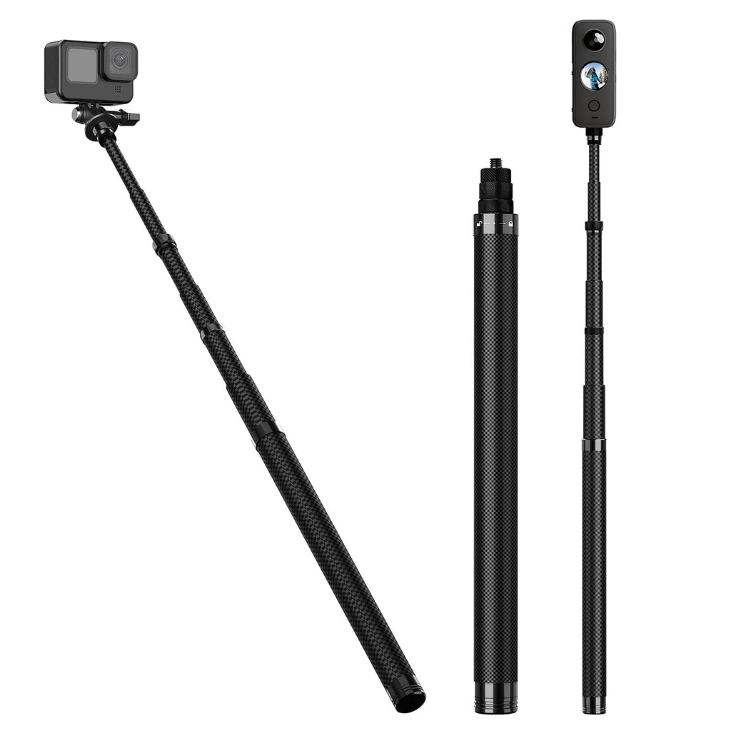 Selfie Stick for GoPro Insta360, Carbon Fiber Selfie Pole for GoPro Max Hero 10 9 8 7 6 5 Insta 360 One R One X2 Go 2, DJI Osmo Action Selfie Monopod Lightweight Detachable Extendable (116cm/45 inch)