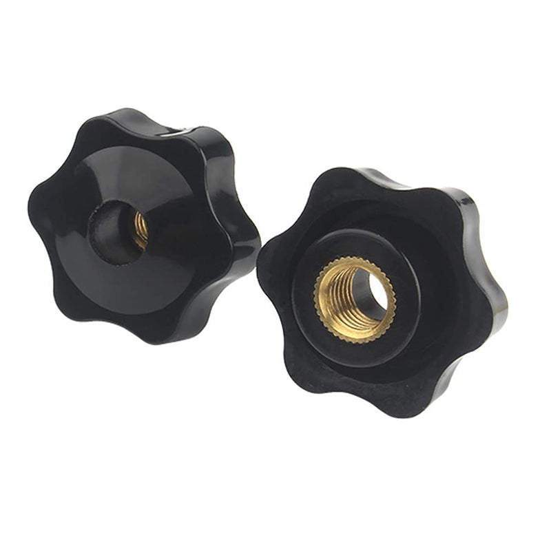 Oneyijun 10 Pcs M8 Head Diameter 32mm Black Plastic Star Shape Head Female Thread Clamping Knob Shape Hand Knobs Nuts Grip Through Hole Nut Handle Machine Tool M8x32mm(10Pcs)