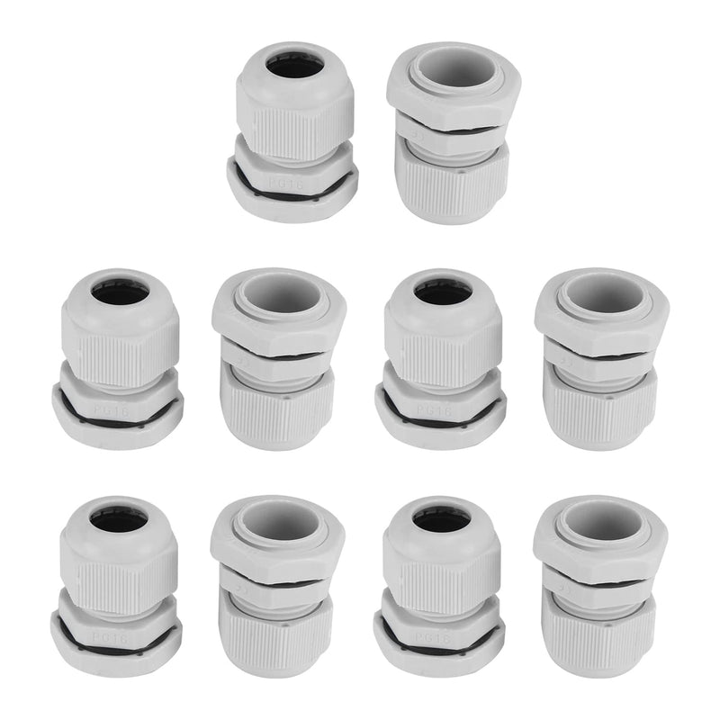 Jutagoss Cable Gland, PG16 10-13mm Plastic Waterproof Adjustable Cable Gland Joints White Strain Relief Cord Connector Wire Protectors 10 PCS.