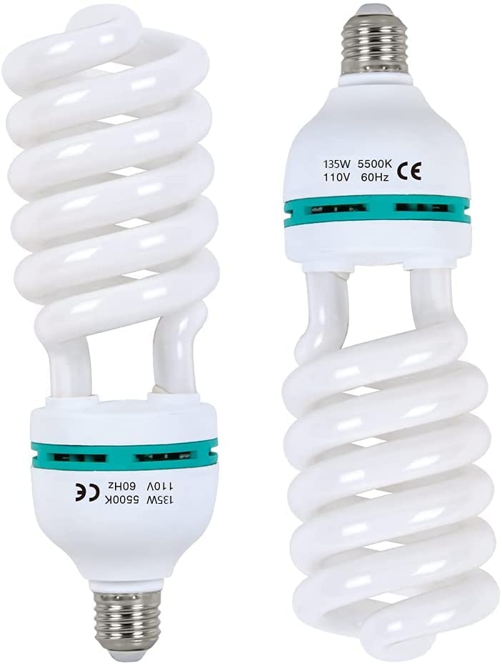 [AUSTRALIA] - 2pcs 135W Light Bulb 5500K CFL Daylight Spiral Softbox Lighting Kit Bulb in E27 Socket for Photography Photo 