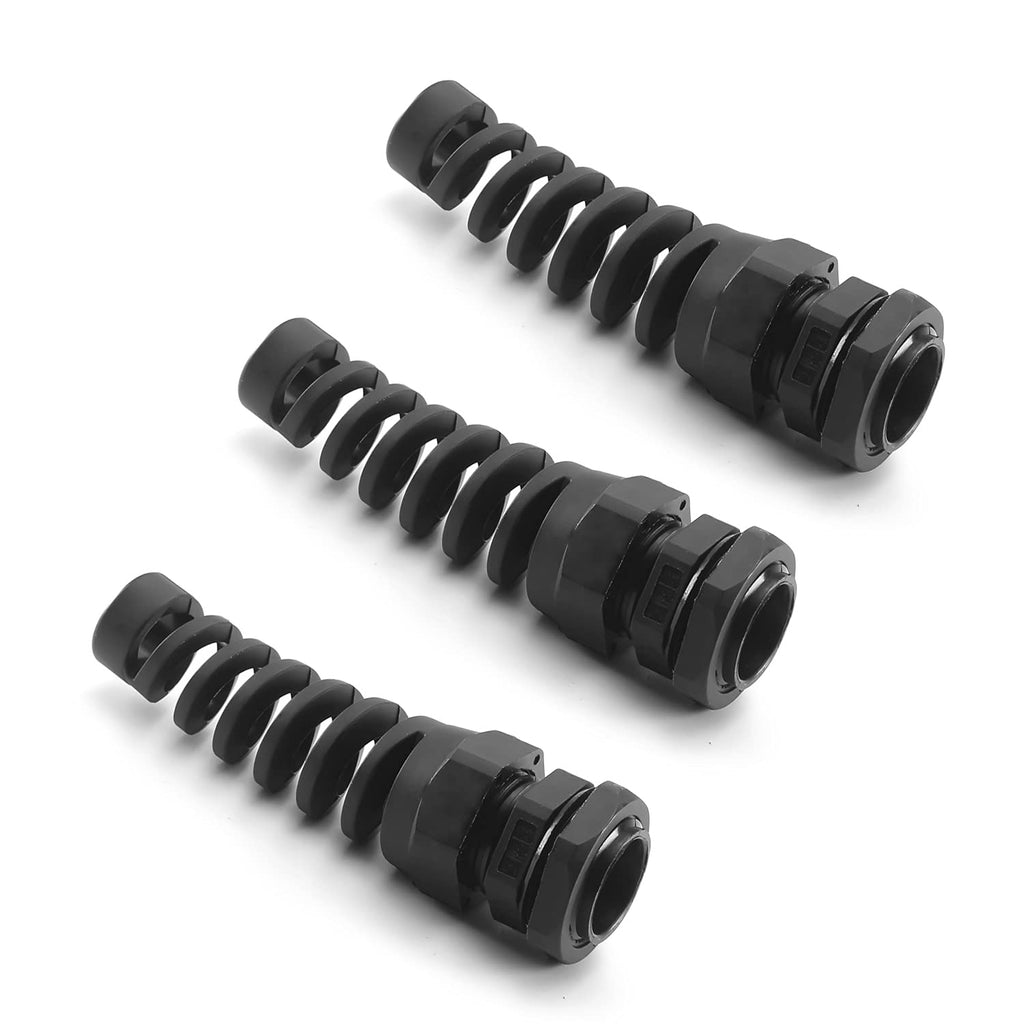 Jutagoss 9pcs PG11 Cable Gland Plastic Waterproof Adjustable Plastic Waterproof Adjustable 5-10mm Cable Gland Anti Bend Joint,Black