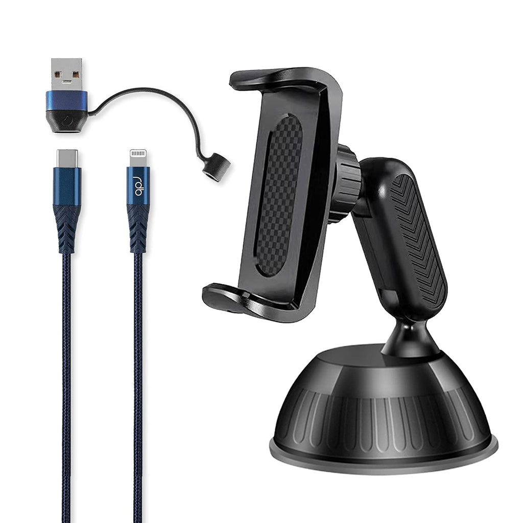 (2Pack) Car Phone Holder + Apple MFI Cable - Cobra Car Phone Holder (Clip) + Apple MFi Certified Cable C to Lightning (Blue) (Bundle Pack)