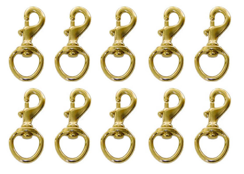 CHALLENGER Lot of (10) 1" x 3-1/2" Solid Brass Heavy Duty Swivel Round Eye Bolt Snaps 40381-10