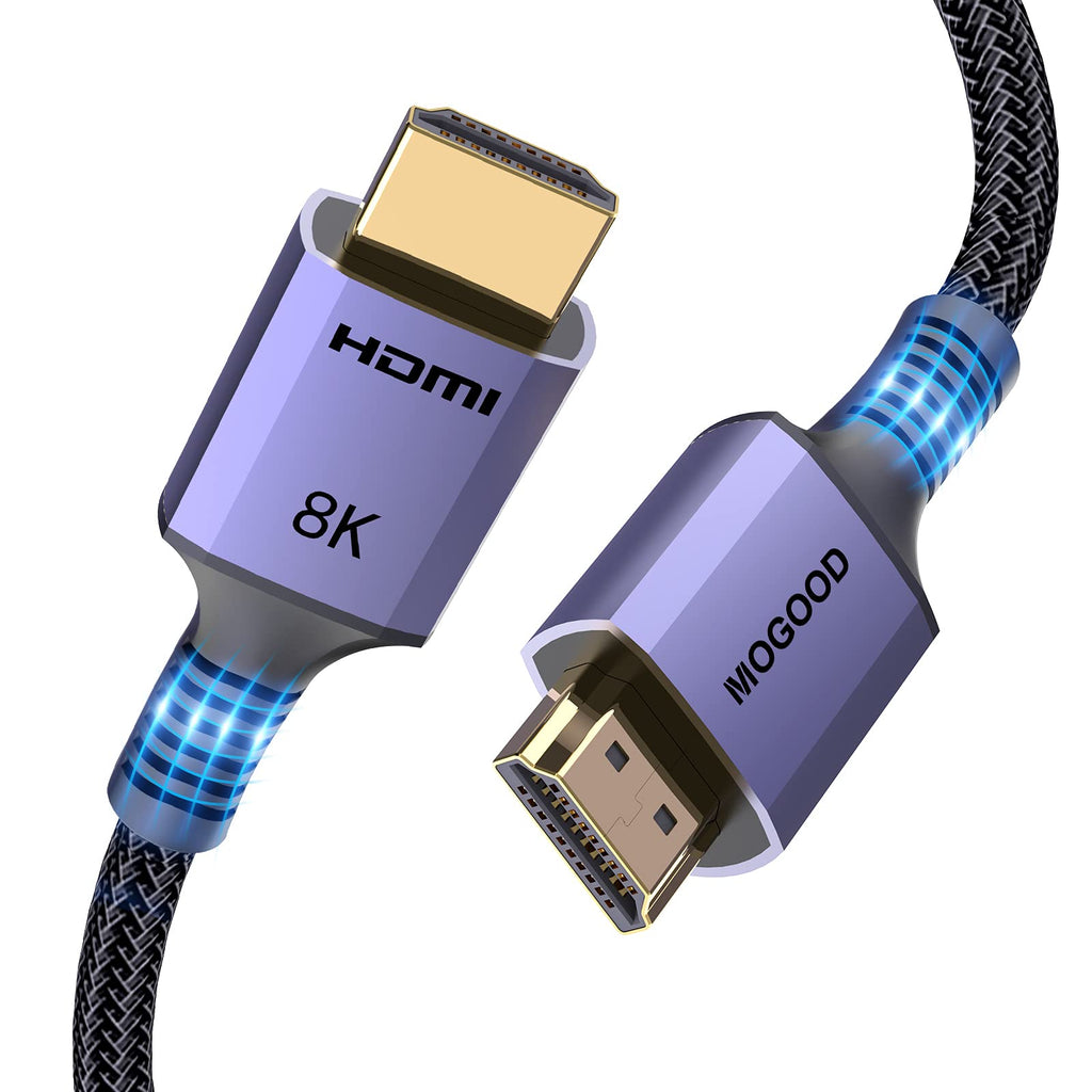 8K HDMI 2.1 Cable 48Gbps 4K120 MOGOOD Ultra High Speed 8K@60 144Hz Braided HDMI Cord eARC HDR HDCP 2.2 2.3 Compatible with Newest Apple TV, Samsung QLED TV, PS5, Xbox Series X 3.3ft/1m