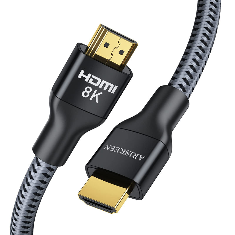 8K HDMI 2.1 Cable 6 ft, ARISKEEN 48Gbps Ultra High Speed HDMI Braided Cord, Supports 8K@60HZ, 4K@120Hz, DTS:X, HDCP 2.2 & 2.3, eARC, HDR 10, Compatible with TV Xbox PS4 PS5 Monitor Blu-Ray - 6FT 6 feet