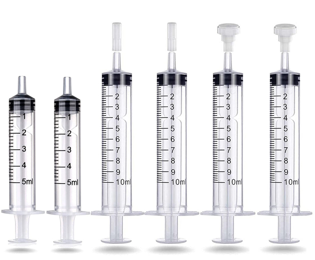 4 Packs 10ml And 2 Packs 5ml Plastic Syringe with Measurement, No Needle Perfume Syringe Lab Syringes for Scientific Labs, Feeding Pets, Measuring Liquids, Refill Tools with 4 Adapters (5ml/10ml) 6-10ML5ML 6.0