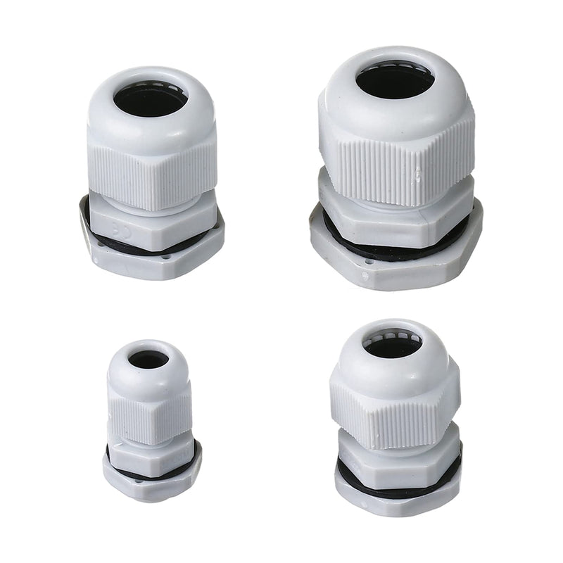 Jutagoss Cable Gland, M12 M18 M20 M22 Plastic Waterproof Adjustable Cable Gland Joints,40PCS White Cord Connectors.