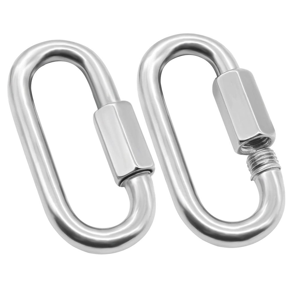 Anvin 2 Pack Quick Link M8 5/16 Inch Heavy Duty Carabiner D Shape Chain Links 1500LB Capacity Repair Utility Links Safety Chain Connector for Camping Outdoor Equipment Locking Hammocks Harness Leash M8 2 Pack