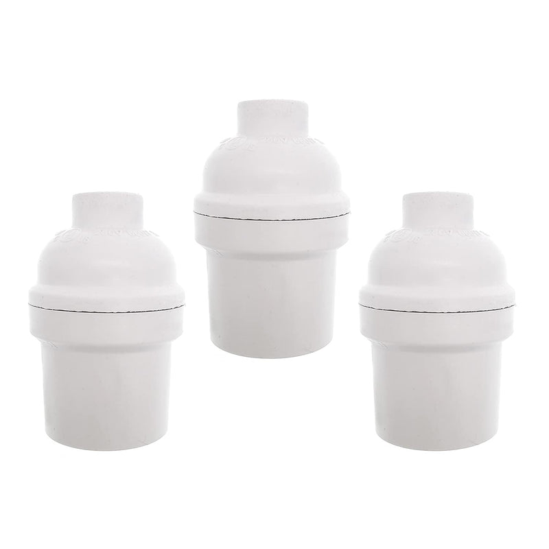 Phenolic Medium Base Light Socket,3 Pack TWDRTDD White Period Style E26 E27 Edison Retro Pendant Lamp Holder (White,Keyless)