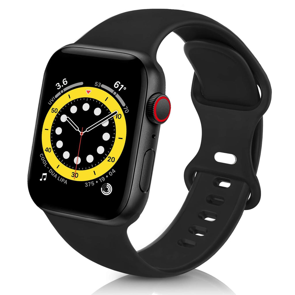 ZALAVER Bands Compatible with Apple Watch Band 38mm 40mm, Soft Silicone Sport Replacement Band Compatible with iWatch Series 6 5 4 3 2 1 Women Men Black 38mm/40mm S/M