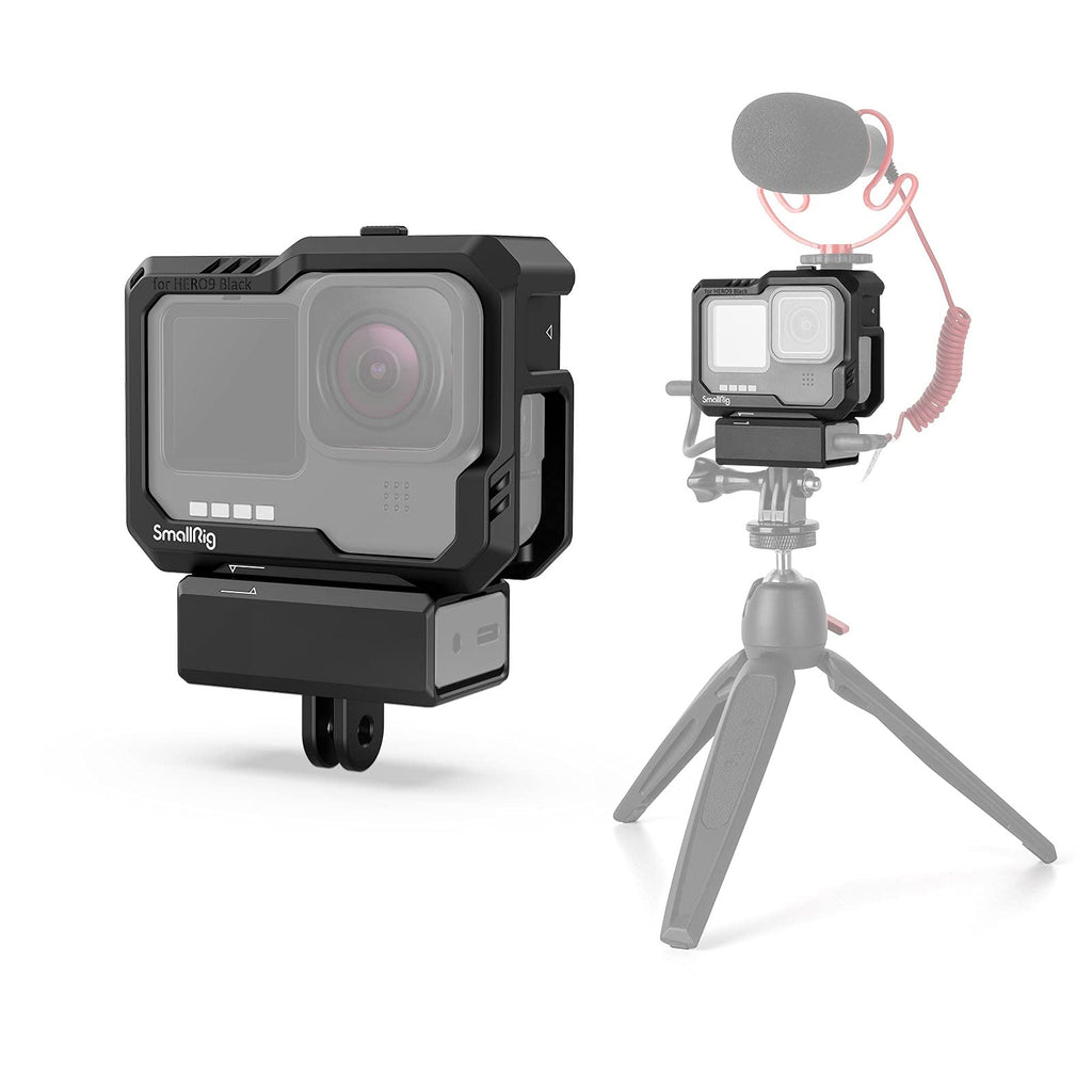 SmallRig HERO10 Black Cage/HERO9 Cage for GoPro with 2 Cold Shoe Mounts for Mic and Led Video Light for GoPro HERO9 Black 3083