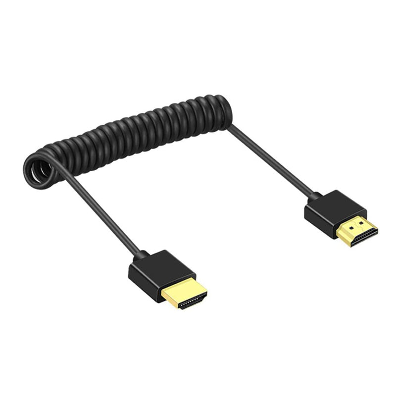 SZRMCC High Speed 4K 2.0 60P HDMI-Compliant Thin Soft Cable for Z Cam E2 Tablet Canon-Sony DSLR Camera ATOMOS Portkeys Monitor (Coiled Cable) Coiled Cable