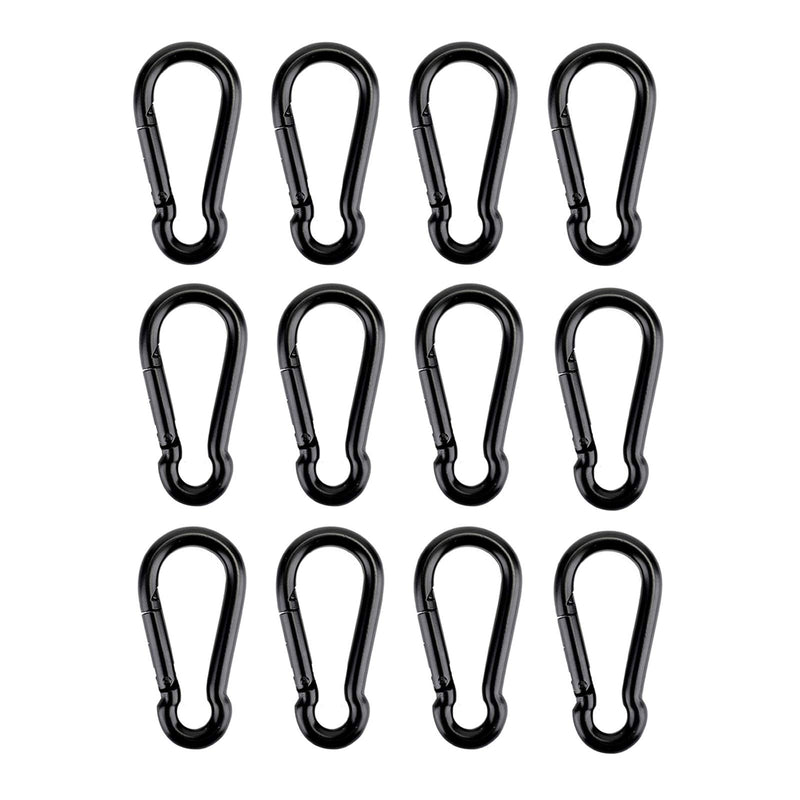12 Pcs Carabiner Clip Spring Snap Hook - M4 1.57 Inch Heavy Duty Snap Hooks Quick Link for Bird Feeders or Dog Leash & Harness, 110 lbs Capacity M4-12pcs