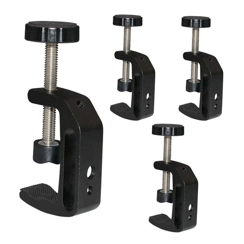 Eyluck Universal C-Clamp, Heavy Duty Sturdy 1/4 And 3/8 Thread Hole for Desktop Mount Holder, Photo Studio Photography, Quick Release U Clip Holder(Black,4-Pack)