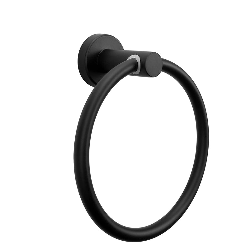 NearMoon Bath Towel Ring, Bathroom Hardware Accessories- Thicken Stainless Steel Hand Towel Holder for Bathroom, Modern Round Towel Hanger Wall Mounted (Matte Black) Matte Black