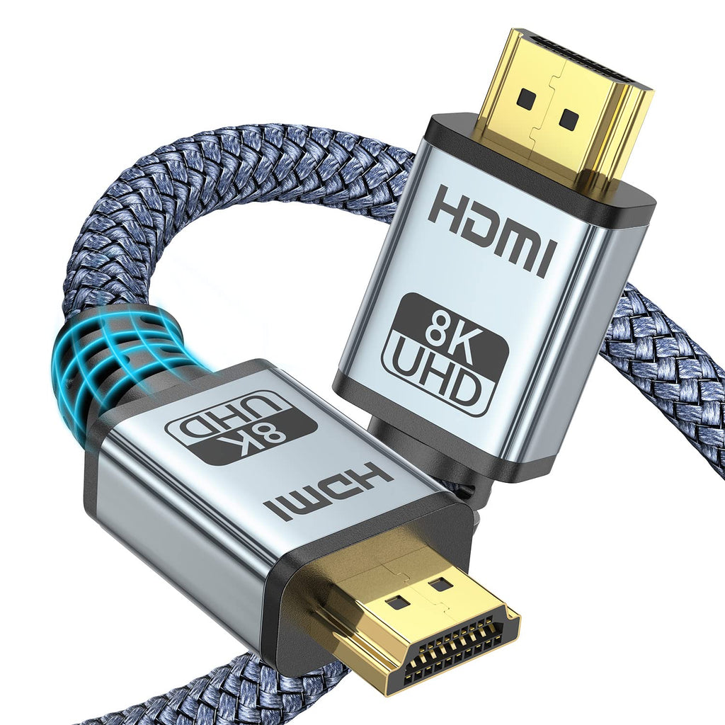 8K HDMI Cable 2.1 (48Gbps/6.6FT/2M), AINOPE Ultra High Speed HDMI Braided Cord - Displayport Cable 4K@120Hz 8K@60Hz, DTS:X, HDCP 2.2 & 2.3, HDR 10 Compatible with Monitor Xbox PS5/Roku TV/HDTV/Blu-ray 6.6ft