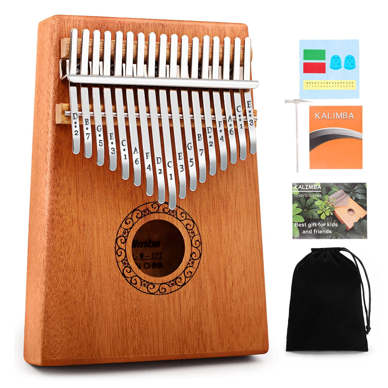 Kalimba Thumb Piano,YUNDIE Portable 17 Keys Mbira Finger Piano with Tune Hammer and Study Instruction,Musical Instruments Birthday Gift for Kid Adult Beginners Professional(Brown) 17keys Brown