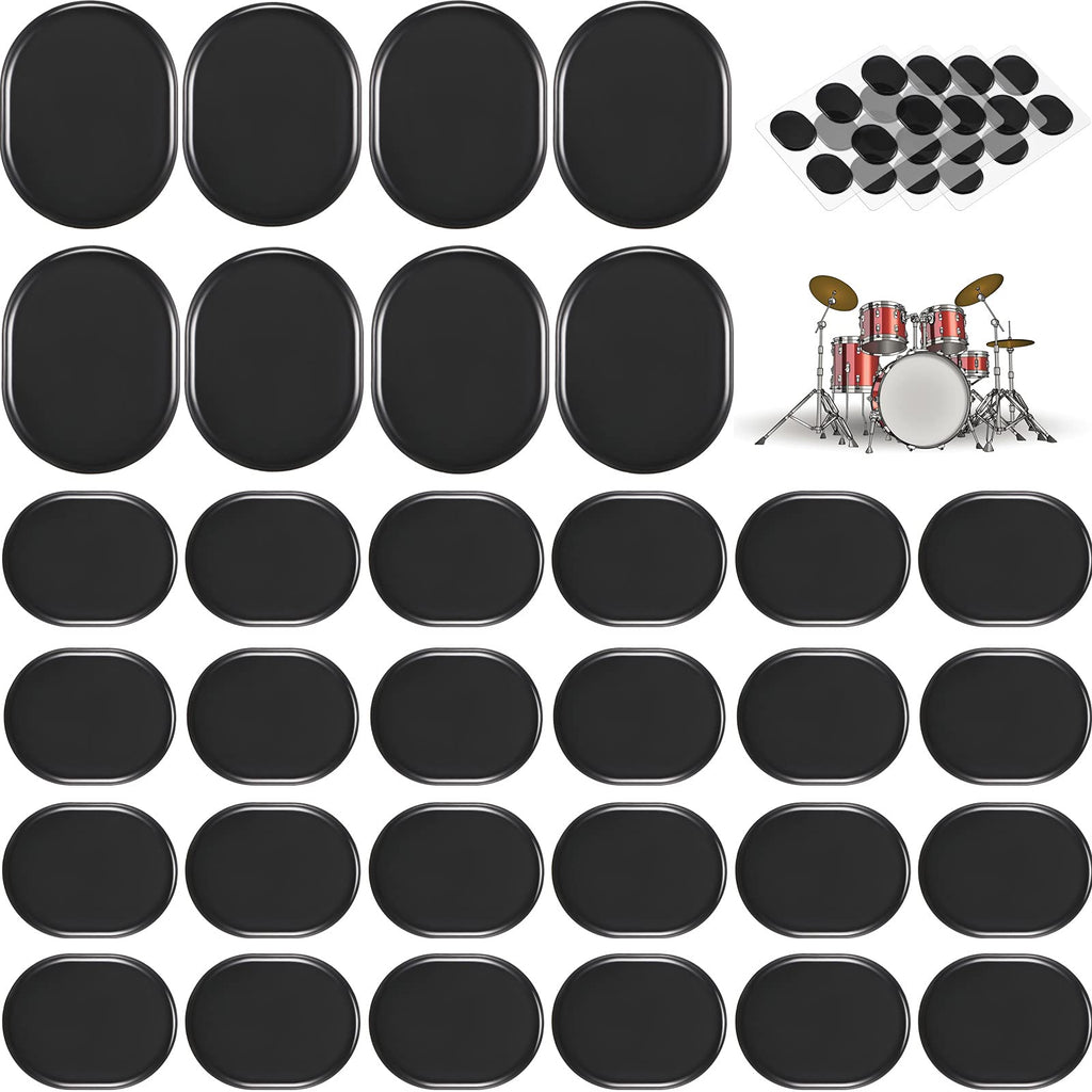 48 Pieces Drum Dampeners Gel Pads Silicone Drum Silencers Soft Drum Dampener Drum Mute Pads Dampening Gel Pad for Drums Tone Control (Black) Black
