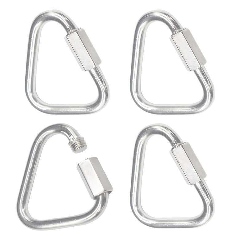 Bytiyar 4 pcs M8 Stainless Steel Quick Links Carabiner Locking Clips with Screw Nut Triangle Heavy Duty Chain Connector Hook Hardware Tool Accessories M8_4pcs